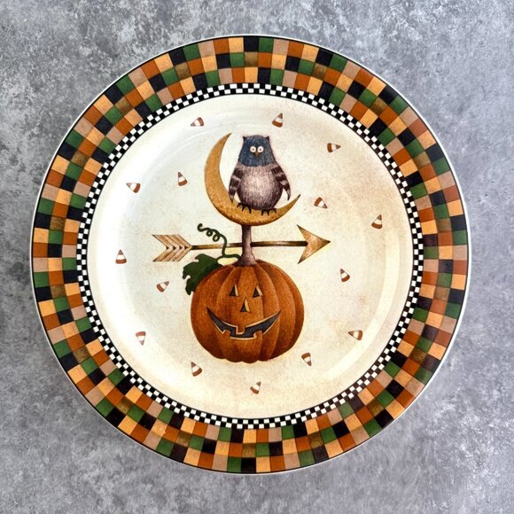 Debbie Mumm Halloween Salad Dessert Hors d'oeuvre Plates Sakura Oneida 2001 - Picture 4 of 9